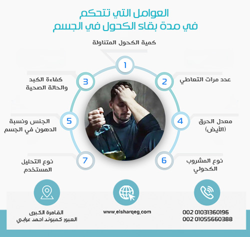 العوامل التي تتحكم في مدة بقاء الكحول في الجسم